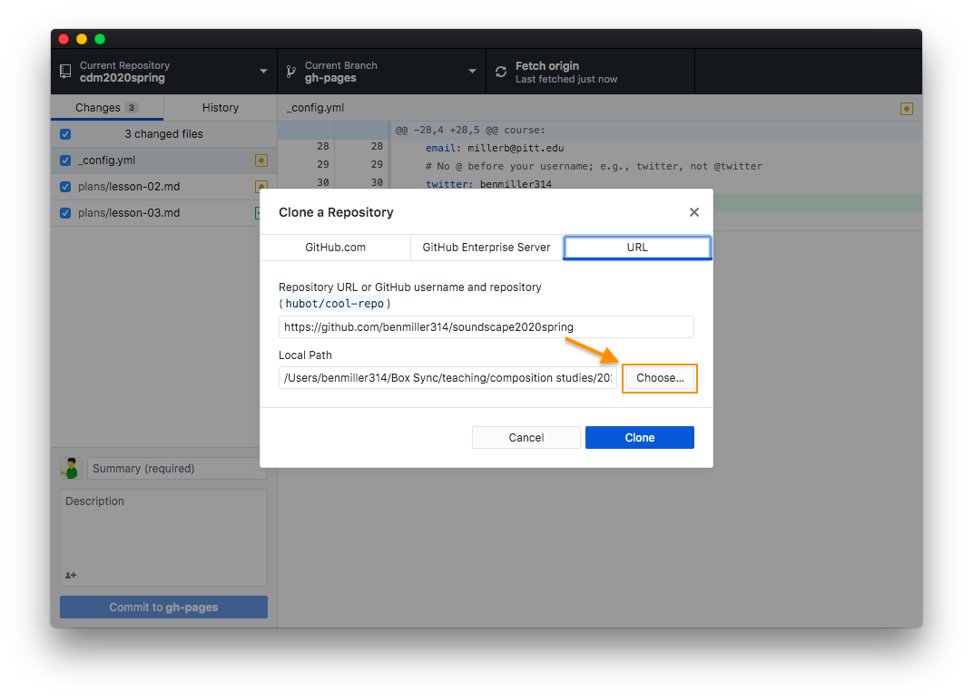 github open in desktop – choose file location