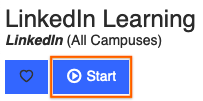 The start button follows the 'LinkedIn Learning' header and a heart button to 'Add Favorite'.