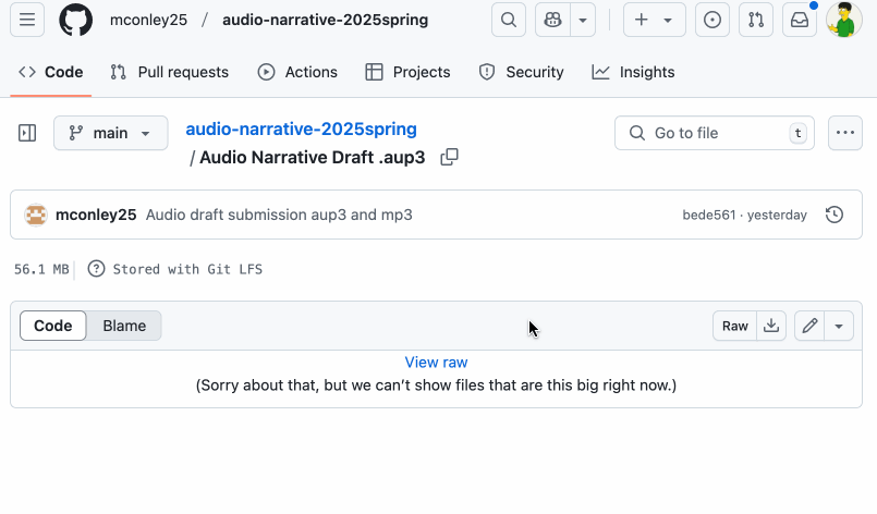 screencast: finding the latest commit for a file